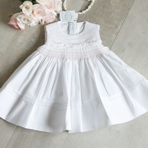 Girl's White Heirloom Dress Smocked Embroidered Feltman Brothers 9 Months NWT